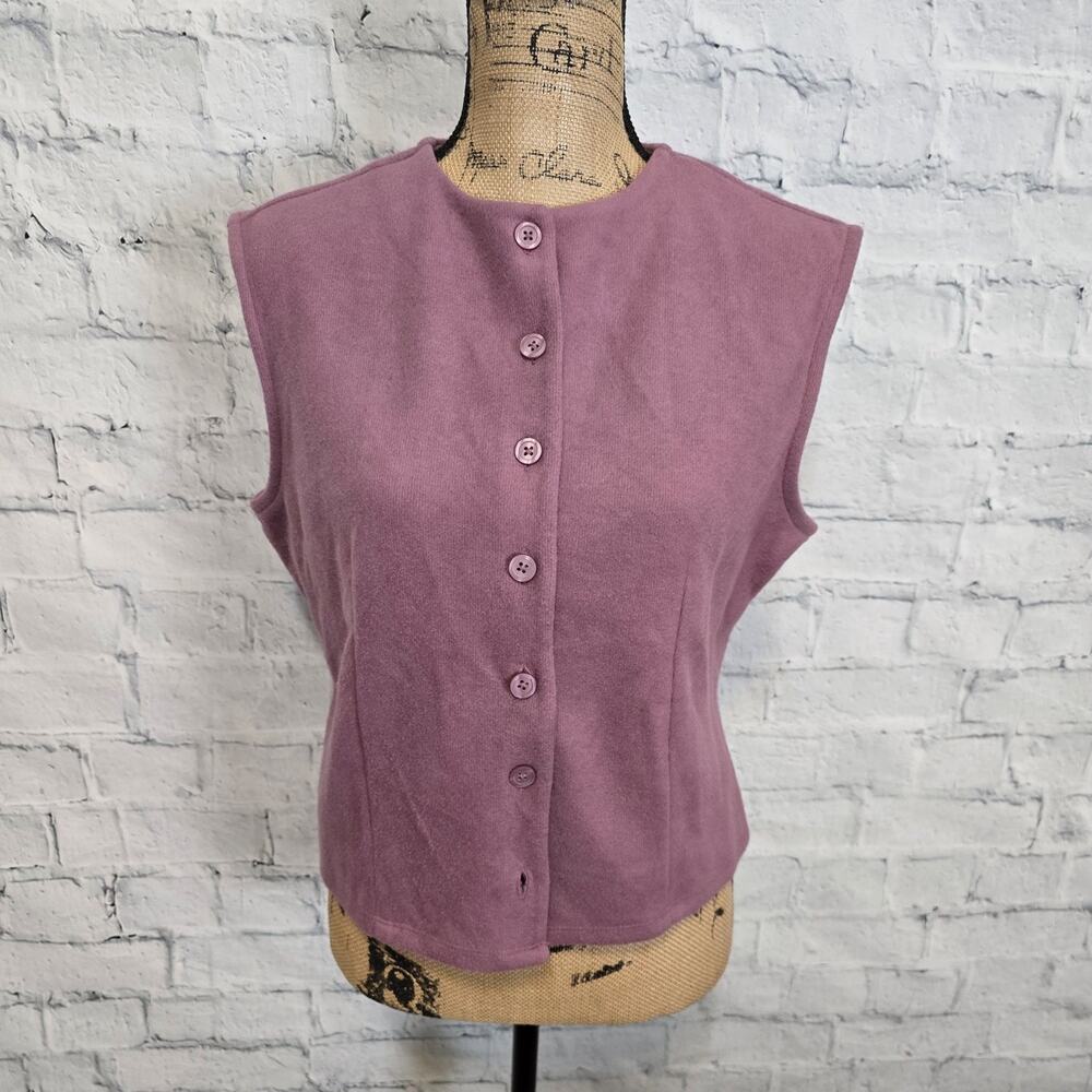 A new day Sleeveless Button-Up Knit Sweater Vest top Sz M mauve casual A12